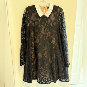 EUC * worn once* BCBG MAX AZRIA Roxine Lace A-Line Dress SZ S Black with white